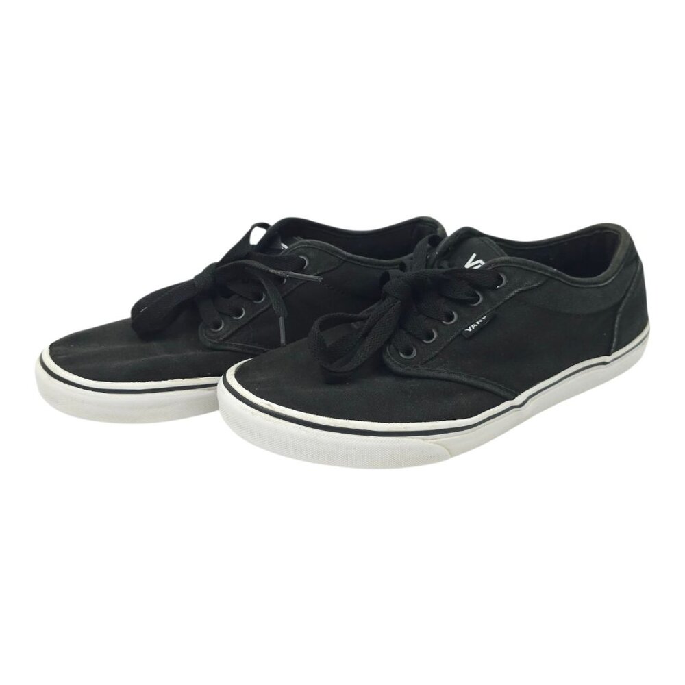 Vans Off The Wall Sneaker Mens 9.5 READ Black Canvas Lace Up Skater Shoes 500714
